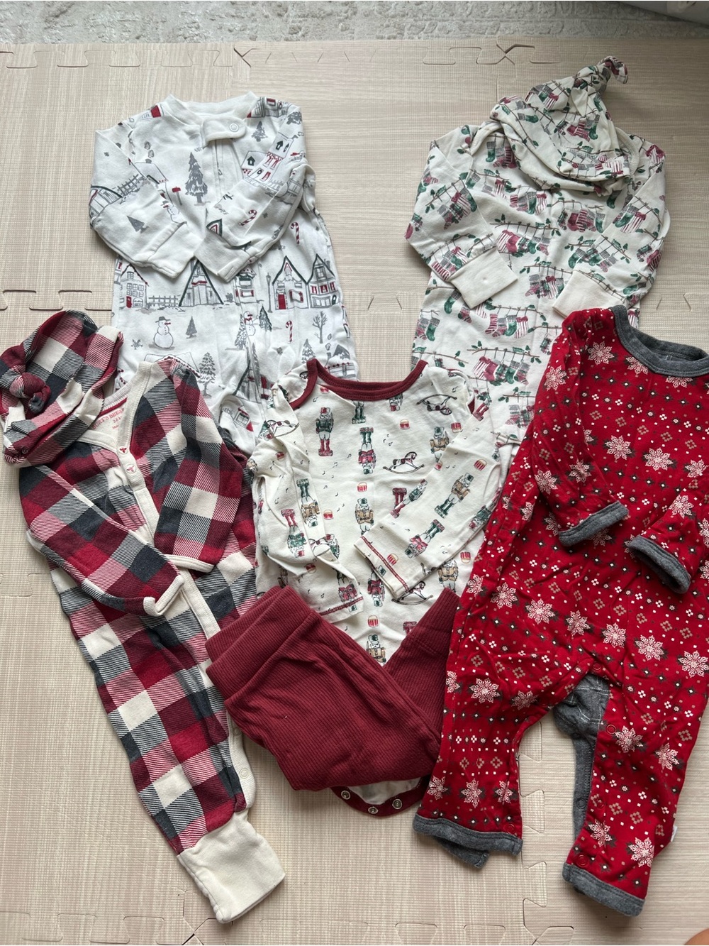 Baby boy 3-6 months organic Christmas Pajama and outfit Bundle of 5 outfits.